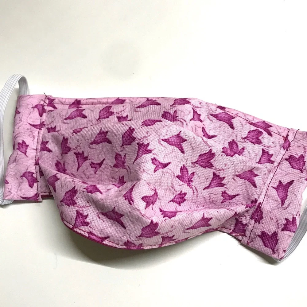 MunandMe Pink floral cotton adult cloth face mask